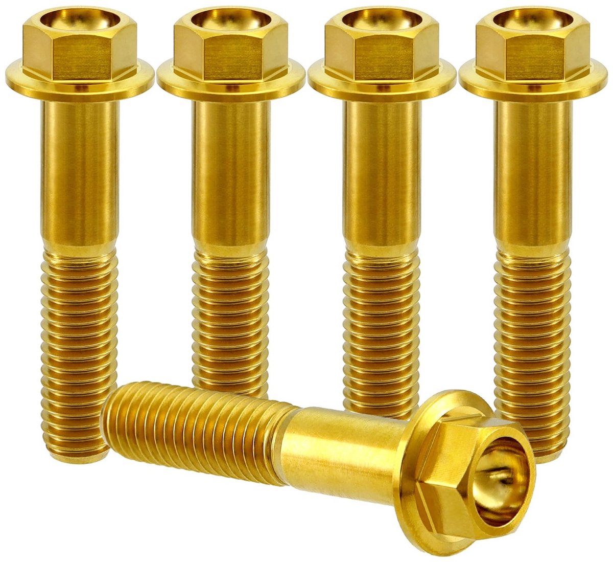Titanium Flensbouten M10 x 1.25 x 35mm - Goud - 5 stuks