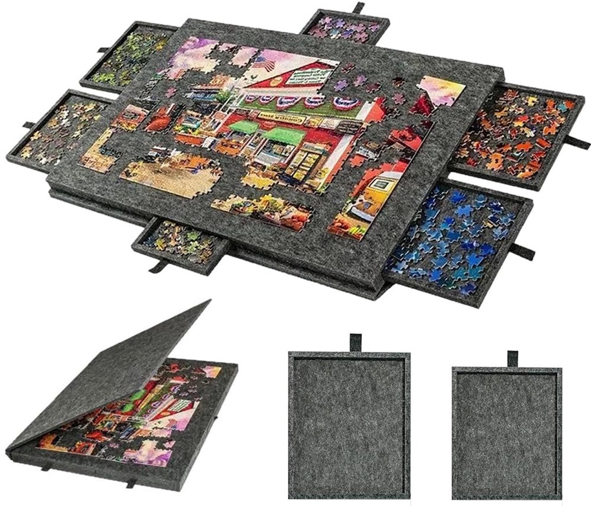 Puzzeltafel met Verstelbaar Bord - 1000 Stukken - Inclusief 6 Lades - Zwart