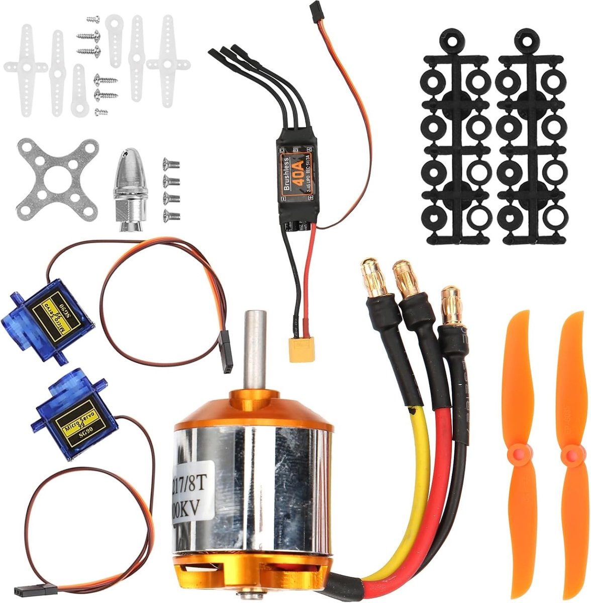 Krachtige 1100KV Brushless Motor met 40A XT60 ESC Kit, 9G Servo en 1060 Propeller voor RC Vliegtuigen en Drones