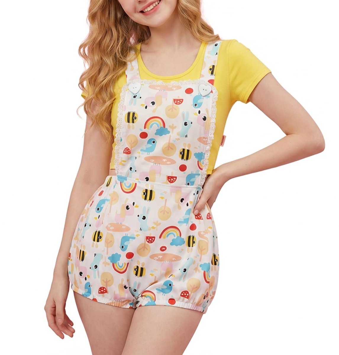 Katoenen Romper met knopen - Volledige print