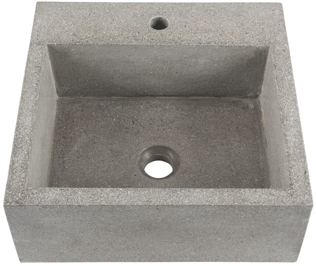 Wasbak van terrazzo - Grijs, vierkant, 40 cm