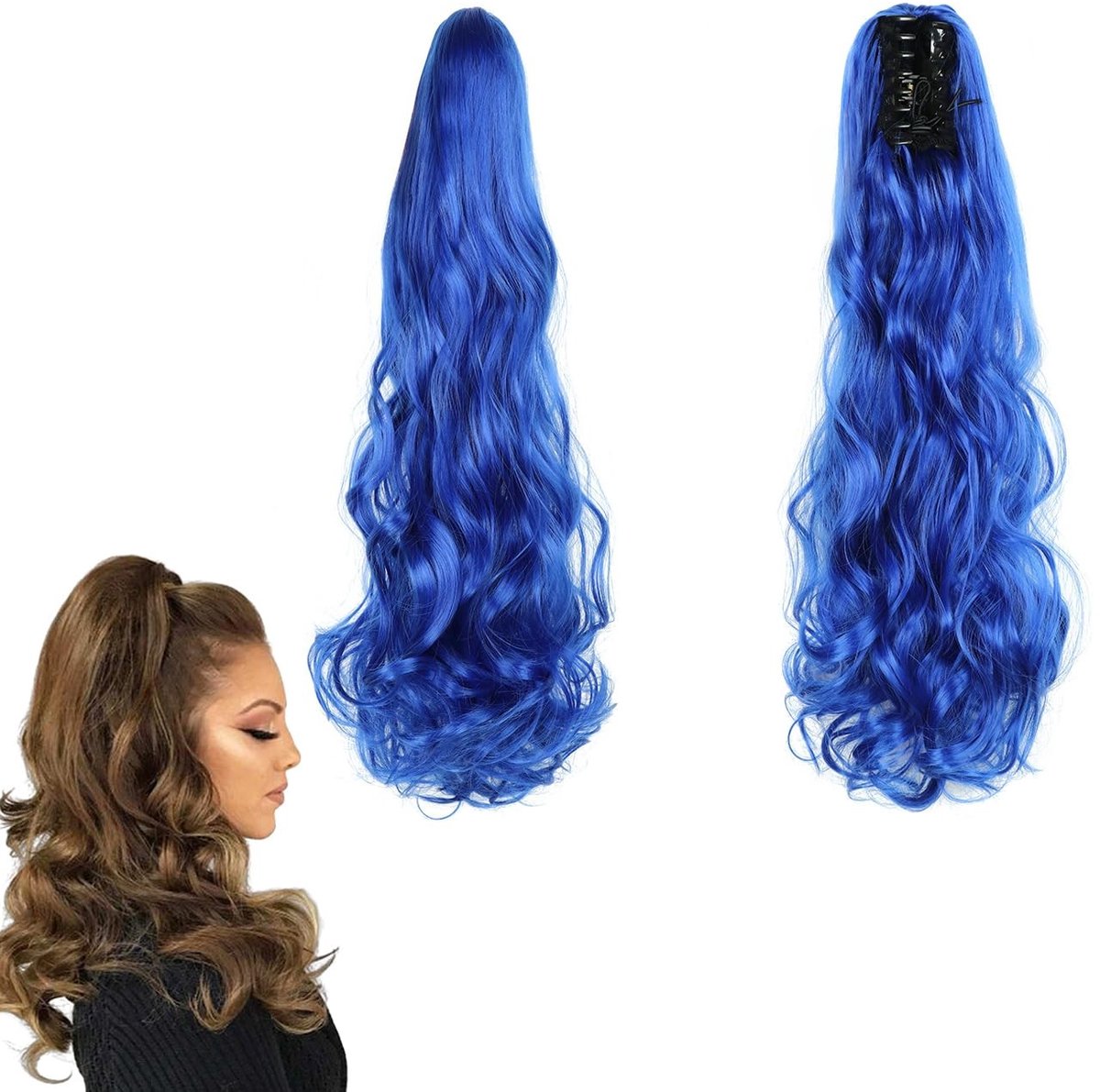 Ponytail Haarstuk met Vlecht - Blauw