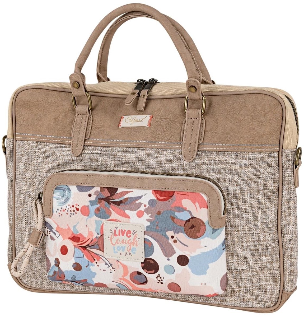 Laptoptas voor Vrouwen - Elegante PU Tas met Afneembare Schouderriem - Taupe