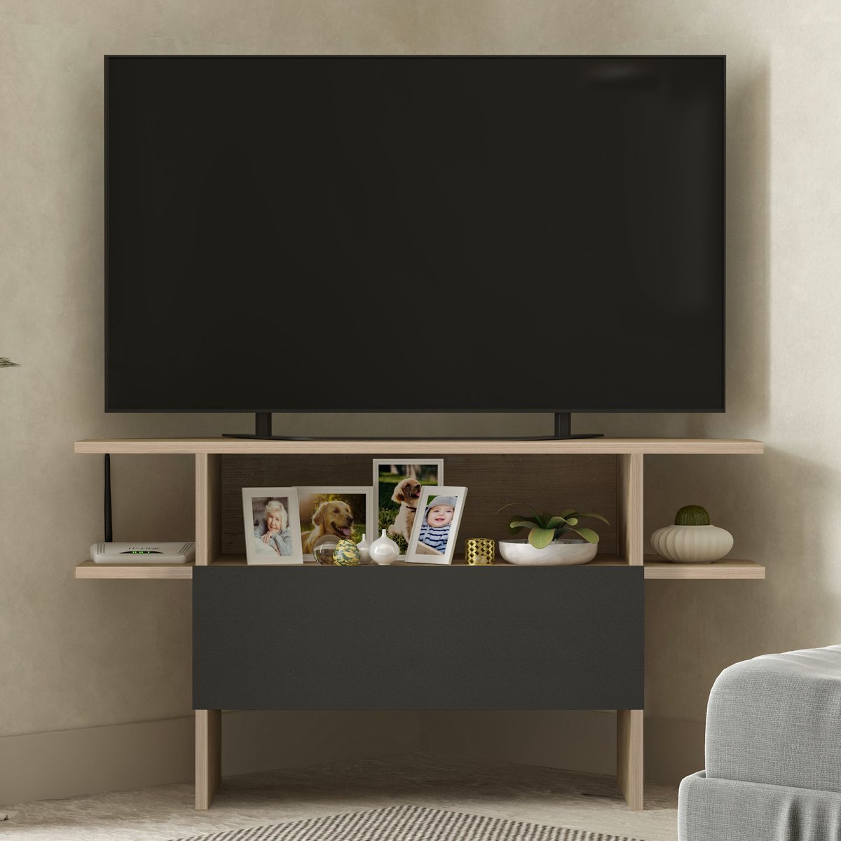 Brandloop Hoek tv-meubel - Tot 50 inch - Eikenkleur/Antraciet