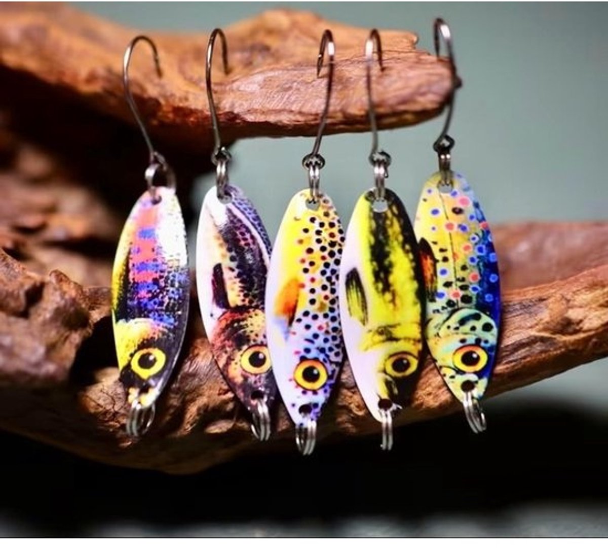 Forellepelset - Forel aas - Forelvissen - Set van 5 lepels - 35cm / 3gr - Natuurlijk