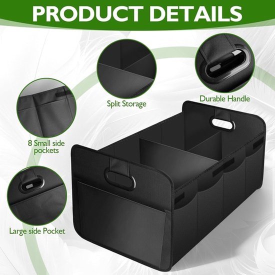 Kofferbak Organizer - Opvouwbare Tas - Auto Opbergen - Stabiele Zijwanden - 70 Liter - Zwart — afbeelding 3