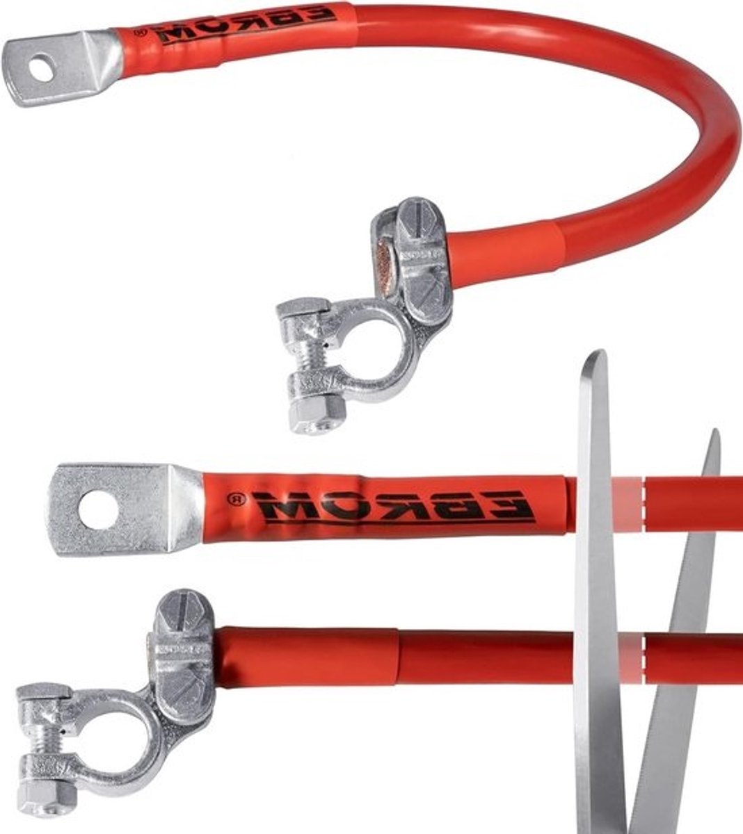 Accukabel met Poolklem - Autokabel Batterijkabel - Voertuig Elektronica - Kant-en-klaar Gemonteerd - 50 mm² - Rood