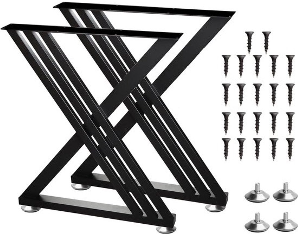 Metalen tafelpoten - Meubelpoten set - Meubels maken - Versterkte constructie - 70 cm hoog - Zwart