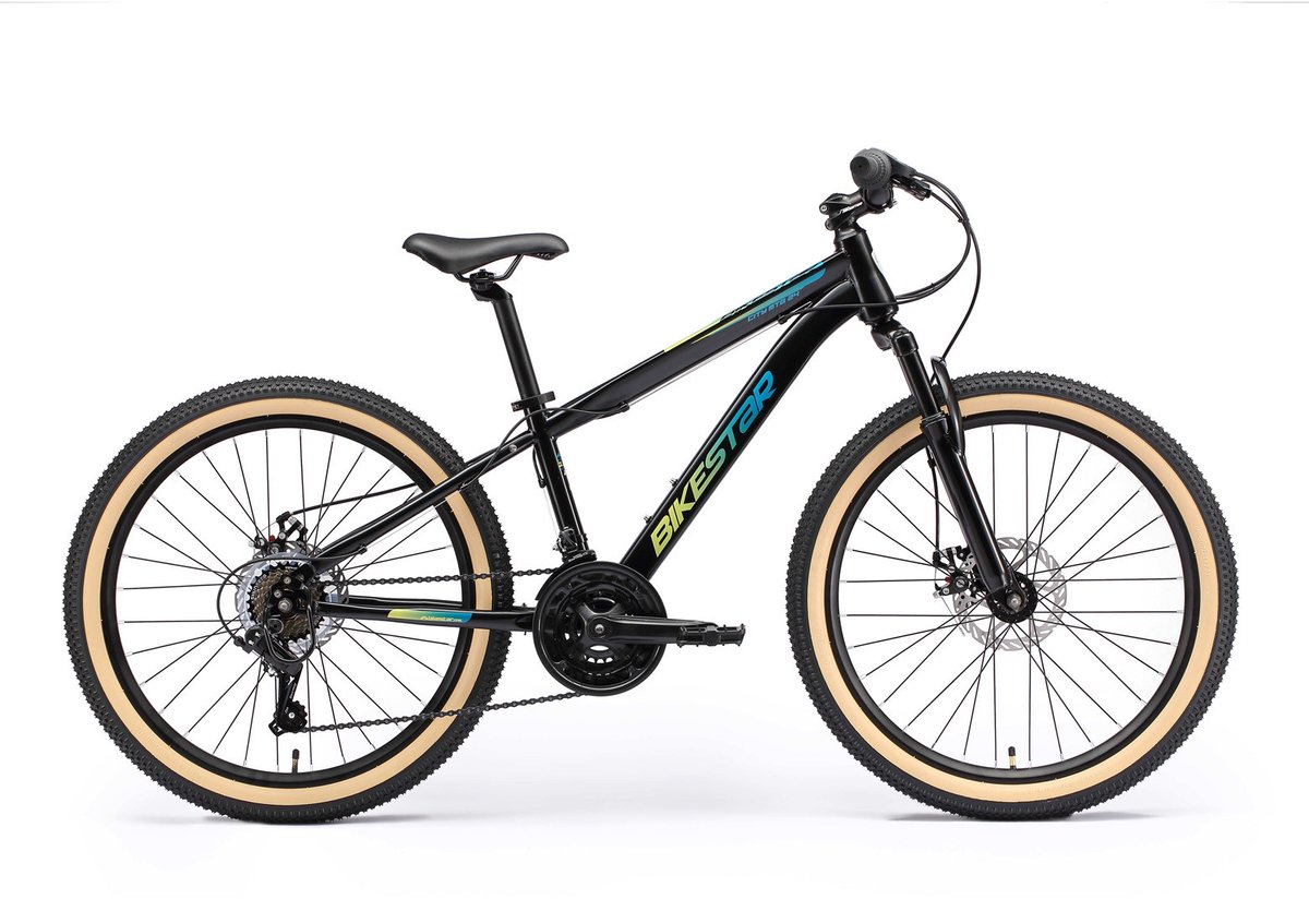 Bikestar MTB staal 21speed 24inch zwart
