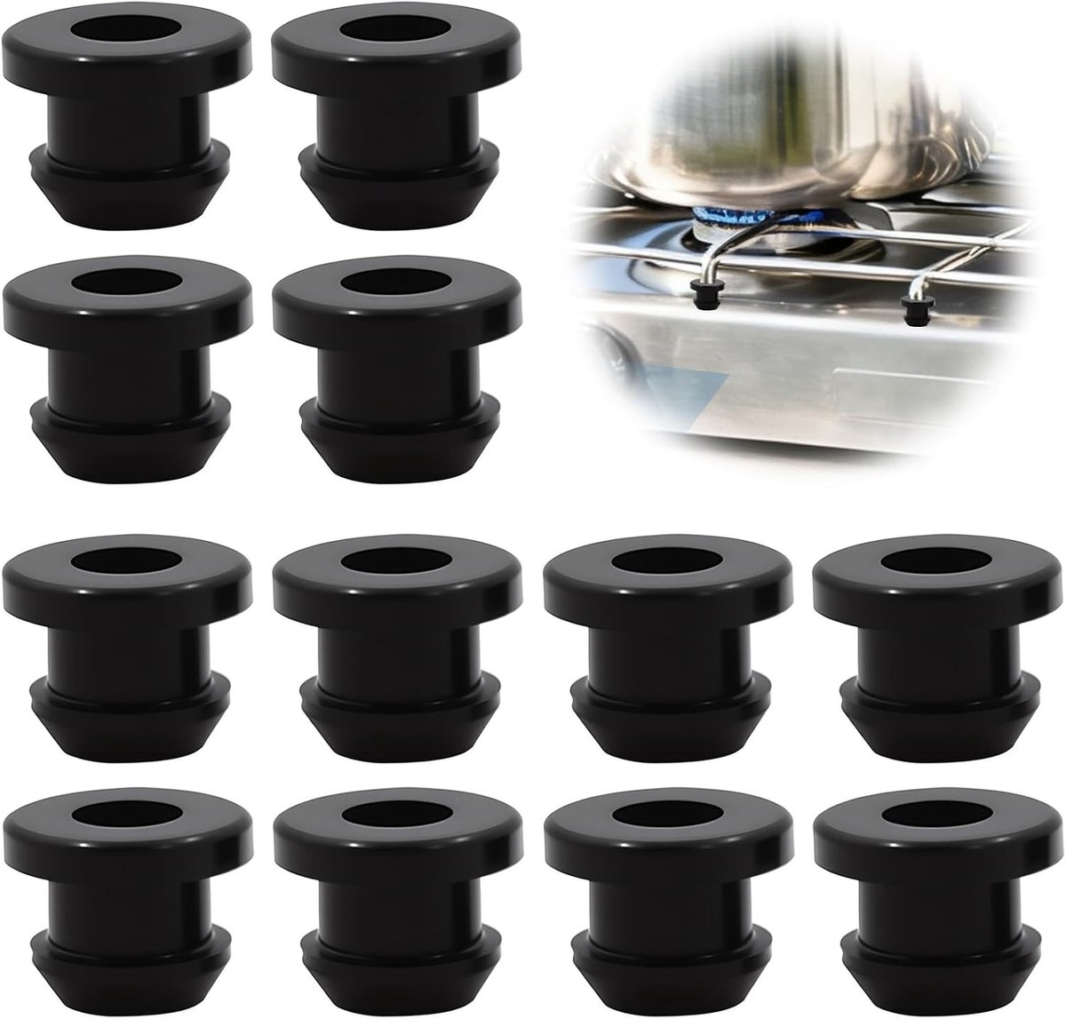 Set van 12 rubberen eindkappen voor roestbescherming van motorhome kooktoestellen met 5 mm stangen, ideaal voor Dometic, Smev en Thetford