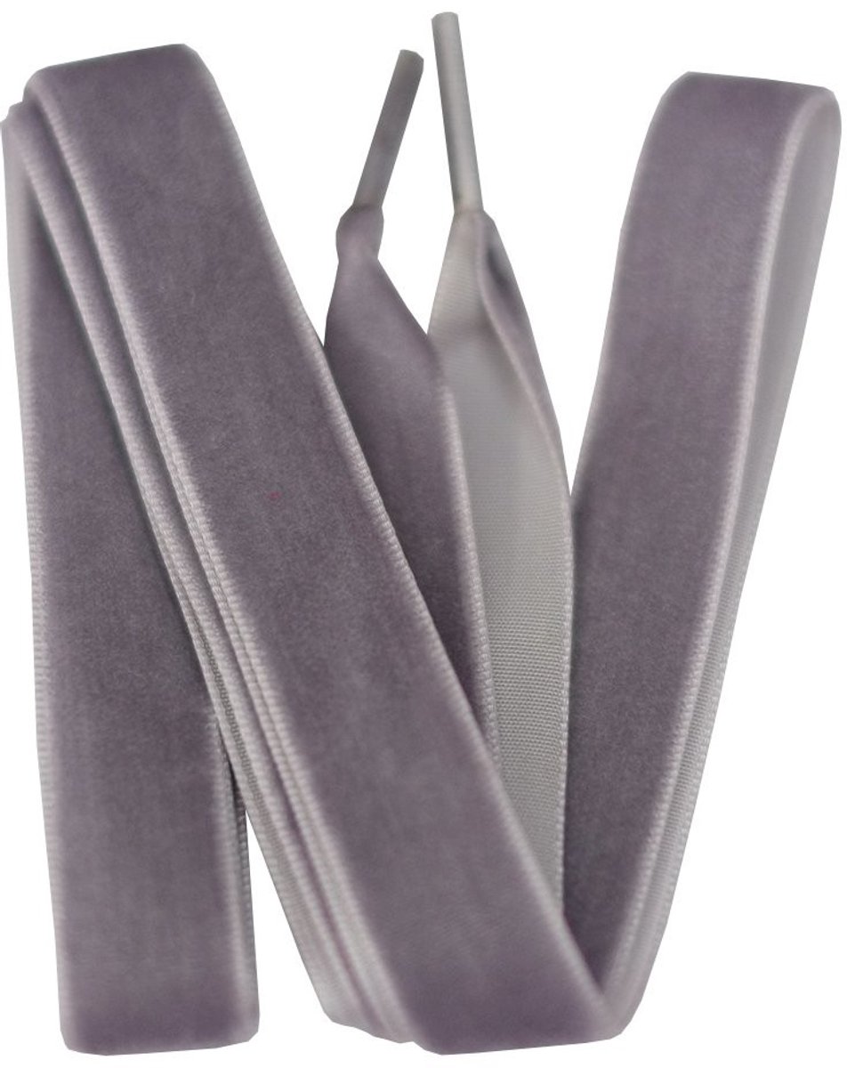 Velours Schoenveters 16 mm - Enkelezijde Ribbon - 100-140 cm in Grijs