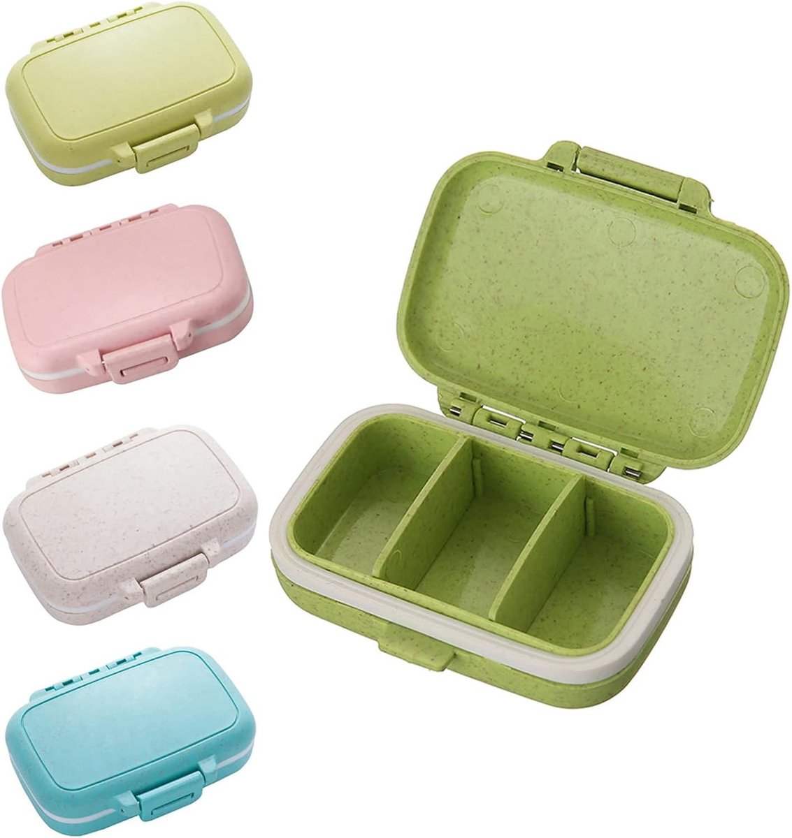 Compacte Pillendoos met 3 Verwijderbare Compartimenten voor Reizen en Dagelijks Gebruik - 8 x 5 x 2.5 cm, Ideaal voor Medicijnen en Vitamines