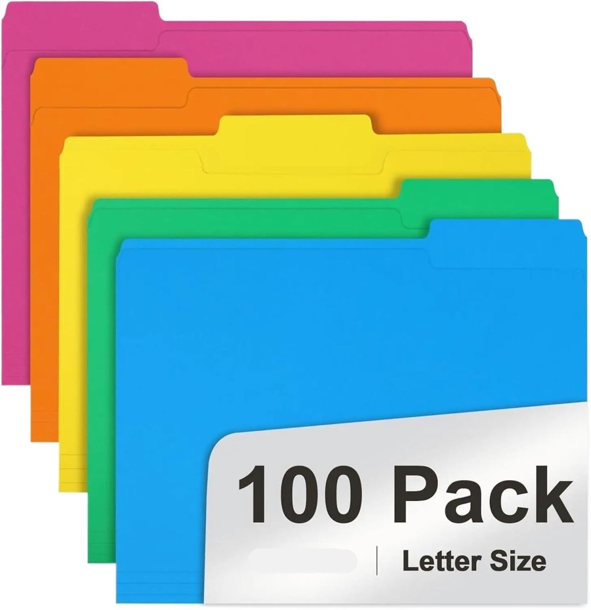 Gekleurde Bestandsmappen - 100 Stuks in 5 Kleuren met Tabs