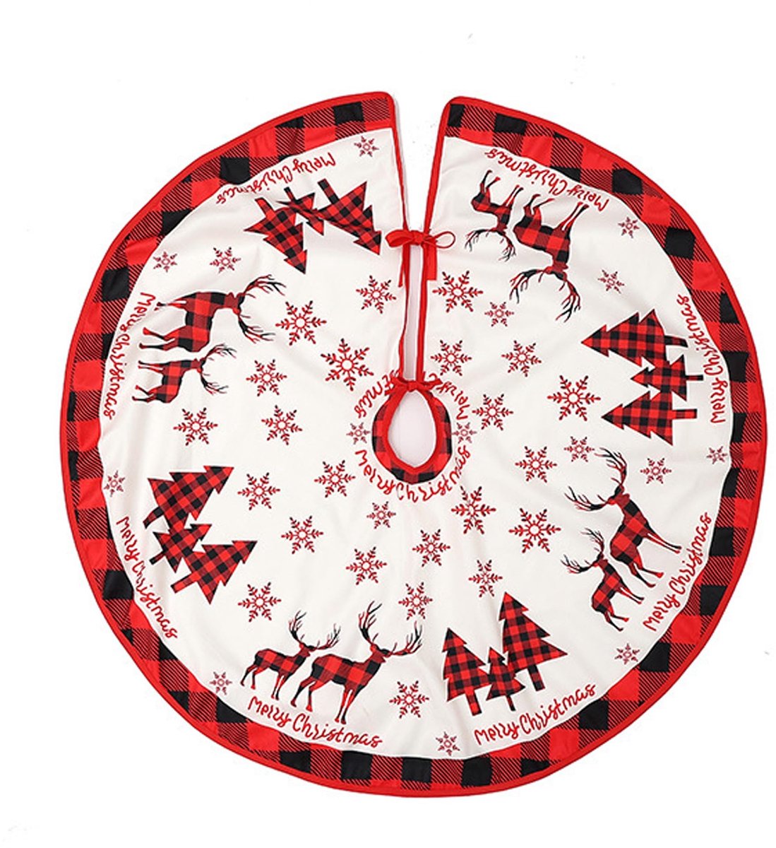 Kerstboomrok - 90 cm - Rood met Rendieren
