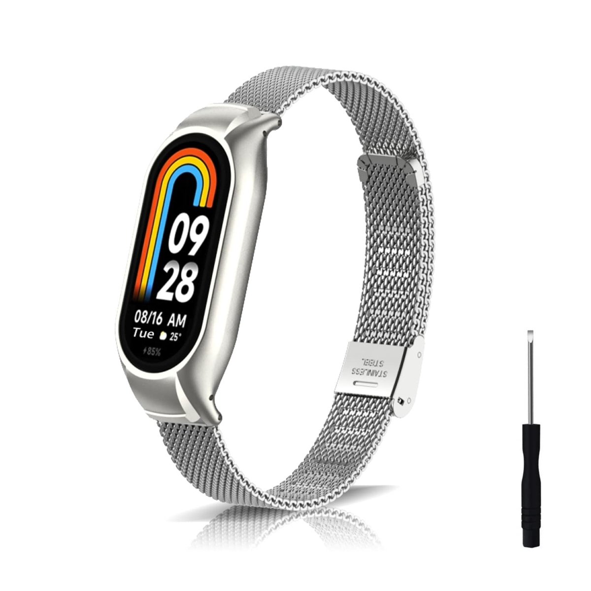 Vervangende Mesh Horlogeband voor Xiaomi Smart Band 8 - Zilver