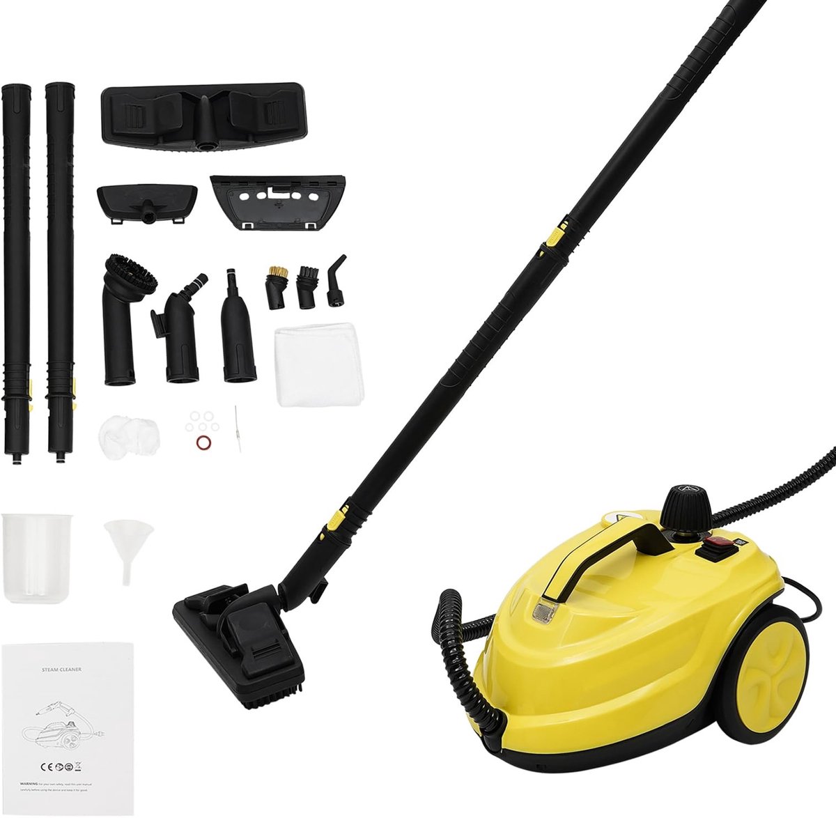 Stoomreiniger - 2000 W met 16-in-1 accessoires - Gele handheld