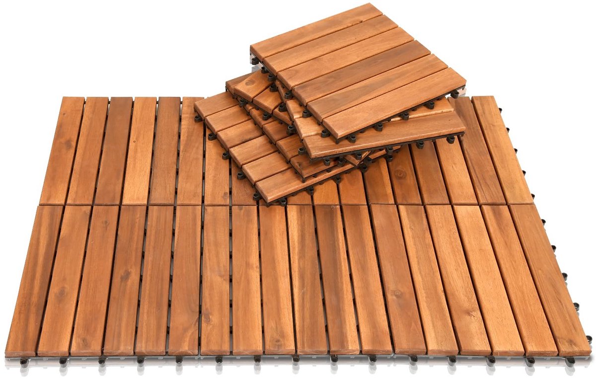 Houten Tegels Set van 11 - Acacia Hout 30 x 30 cm