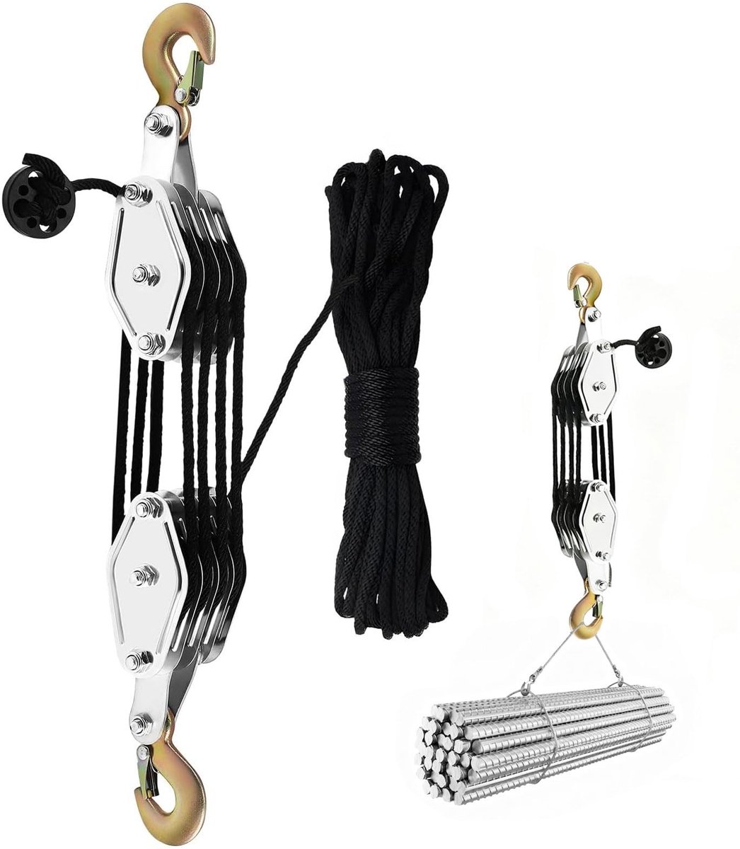 Heavy-duty Pulley met 20m Nylon Touw en Draaihaken