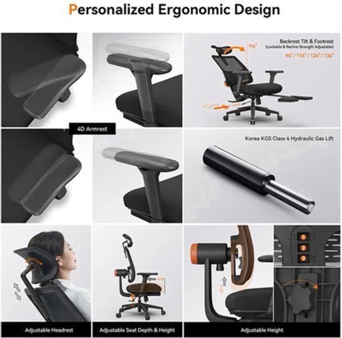 Bureaustoel – Ergonomische Stoel – Office Chair – Draaistoel – Gamestoel – Gepatenteerde Auto-Following Rugleuning – Verstelbaar Zithoogte en Zitdiepte