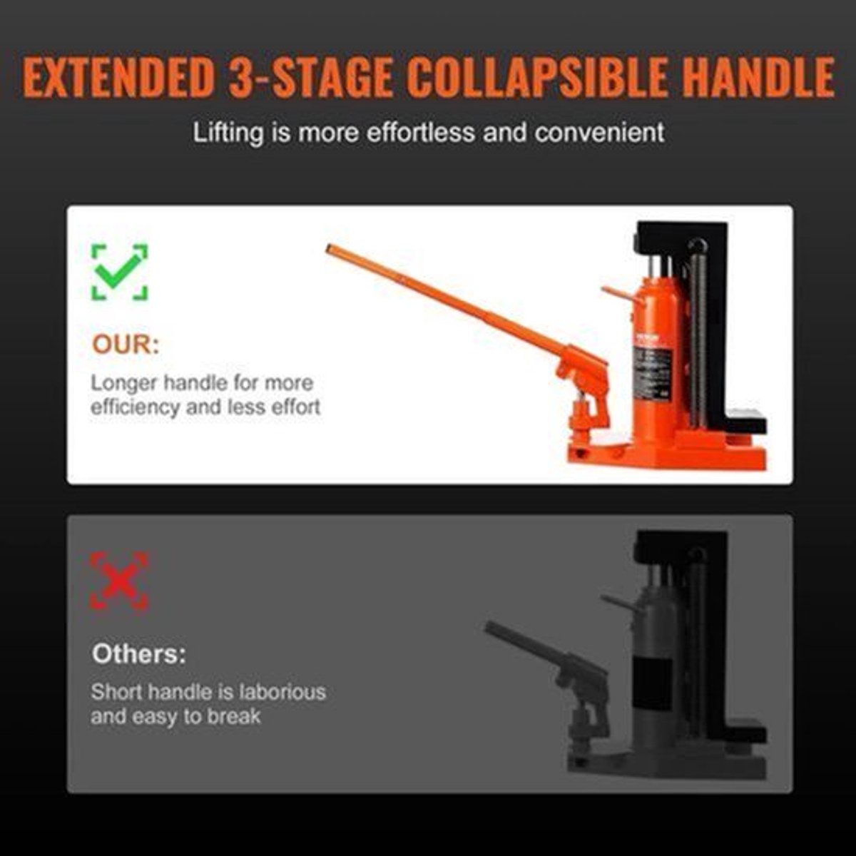 Hydraulische Krik – Autokrik – Vatenkrik – Hefkrik – Industrieel Krik – 10 Ton Draagvermogen – Verstelbare Hefhoogte