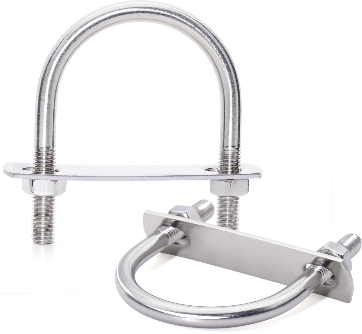 Stevige ronde staalbeugel met M8 schroef en U-bouten voor krachtige pijpbevestigingen, set van 2, 102 mm binnenbreedte