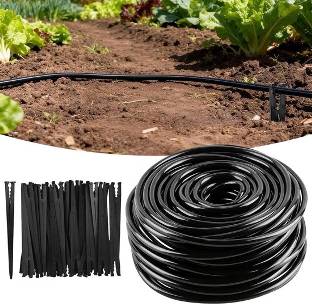 Druppelslang PVC - Irrigatieslang Verdeelslang - Planten Water Geven - Flexibel Knikbestendig - 30 meter - Zwart