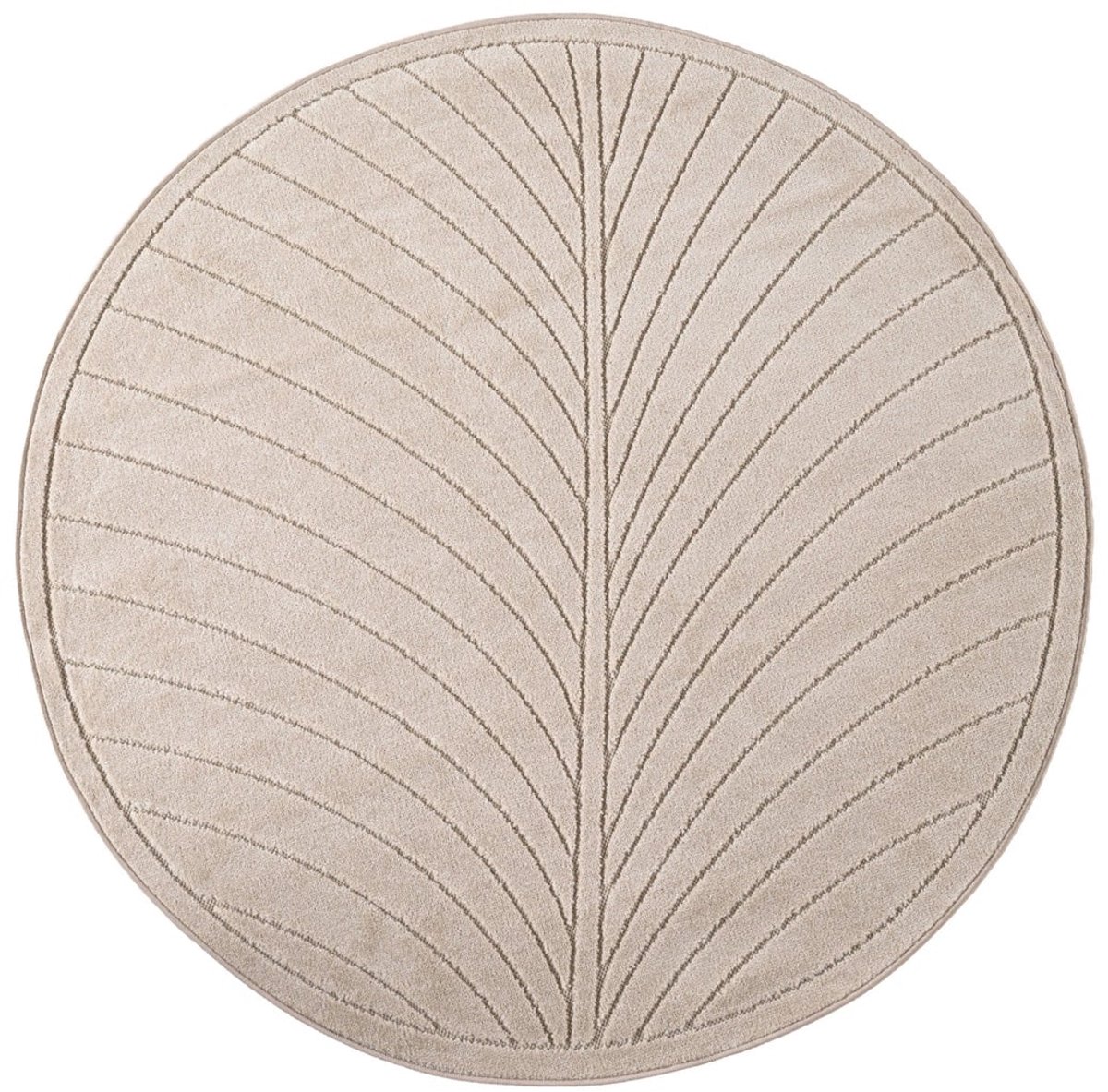 Dutch XXL Rond Buitenkleed | Nova | Palmblad | Beige | 120x120 cm | Buitentapijt | Tuintapijt