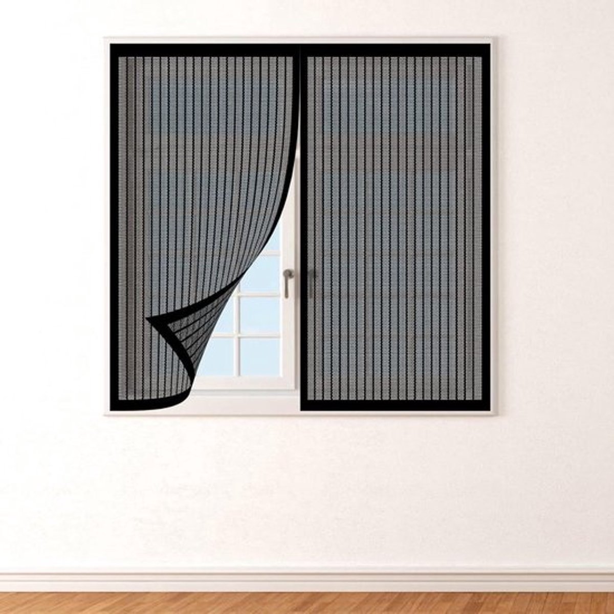 Horren Deur - Vliegengaas Gordijn - Insecten Buiten Houden - Automatisch Sluitend - 60 x 50 cm - Zwart