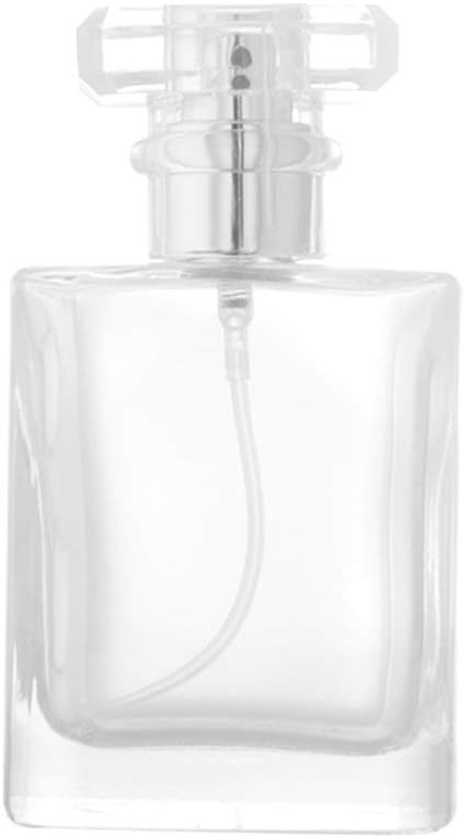 Vulbare 50ml vierkante glazen parfumfles met spray, ideale atomizer voor reizen en cologne gebruik