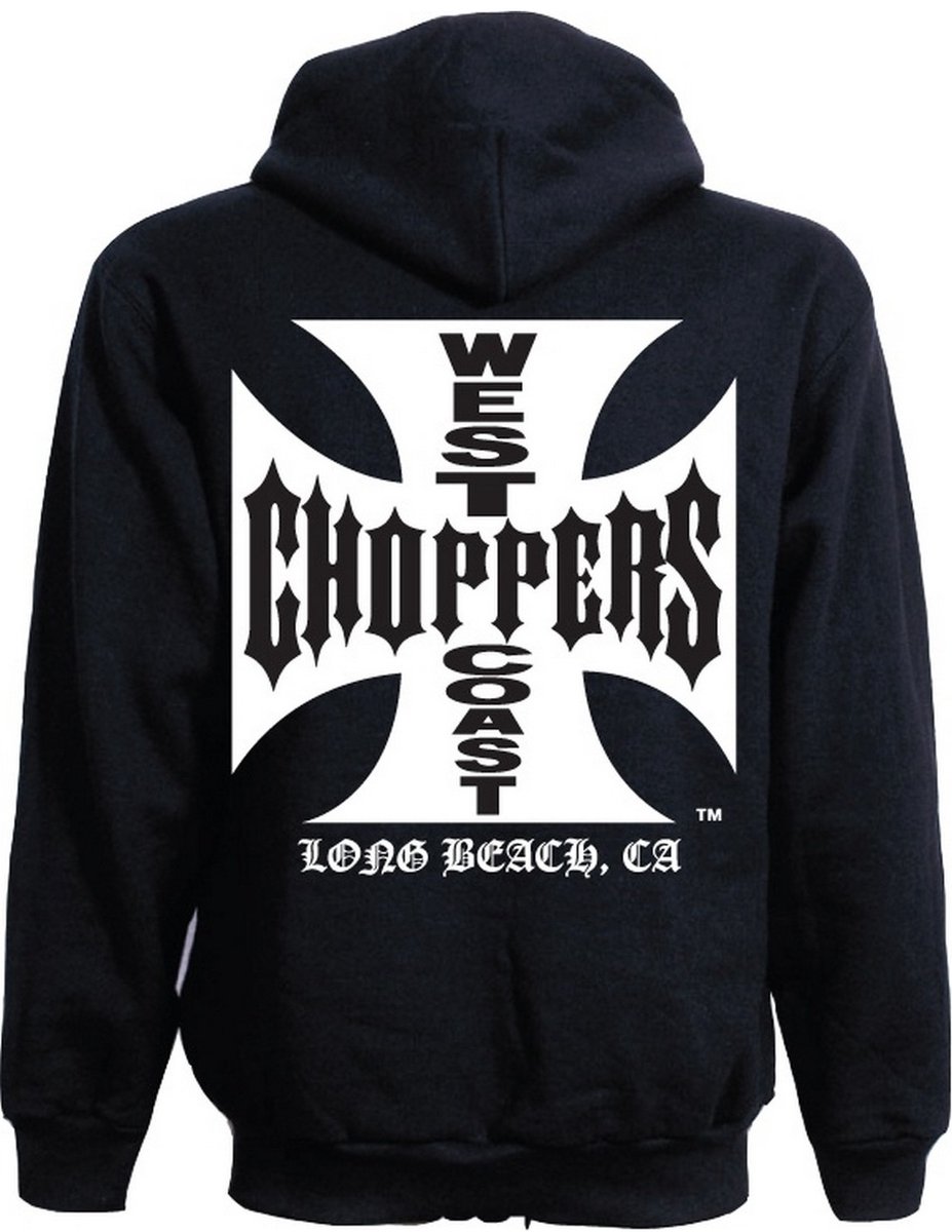 WCC West Coast Choppers Hoodie Iron Cross Light Cotton Zipper Zwart
