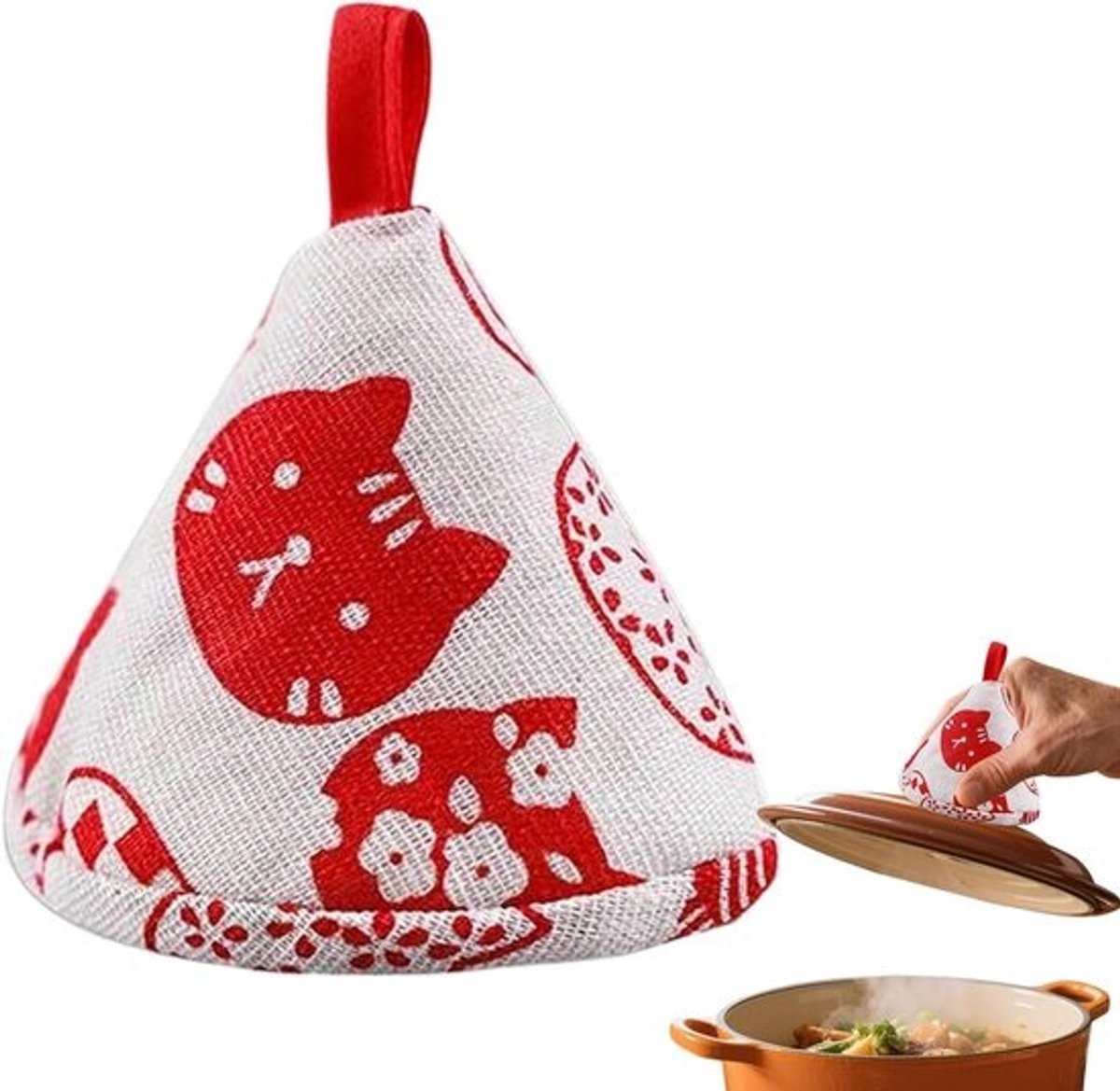 Hittebestendige pot handvat handschoen - Keukenwanten oven antislip - Bescherming koken grillen - Kat ontwerp geborduurd