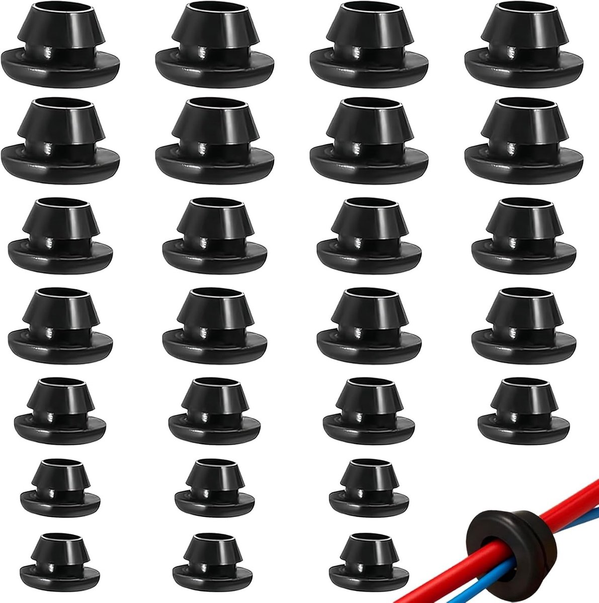 Set van 90 Waterdichte Rubber Kabeldoorvoeren, Sluitrubber Pluggen voor Draad- en Kabelbescherming, Geschikt voor 3mm tot 8mm Gaten