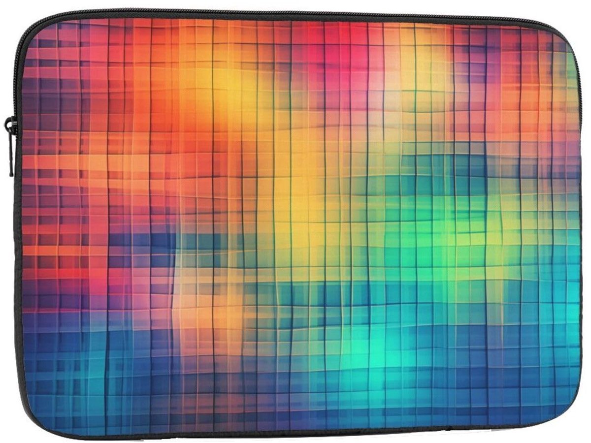 Laptophoes voor 10 inch notebook - Gewatteerd Oxford met rasterprint
