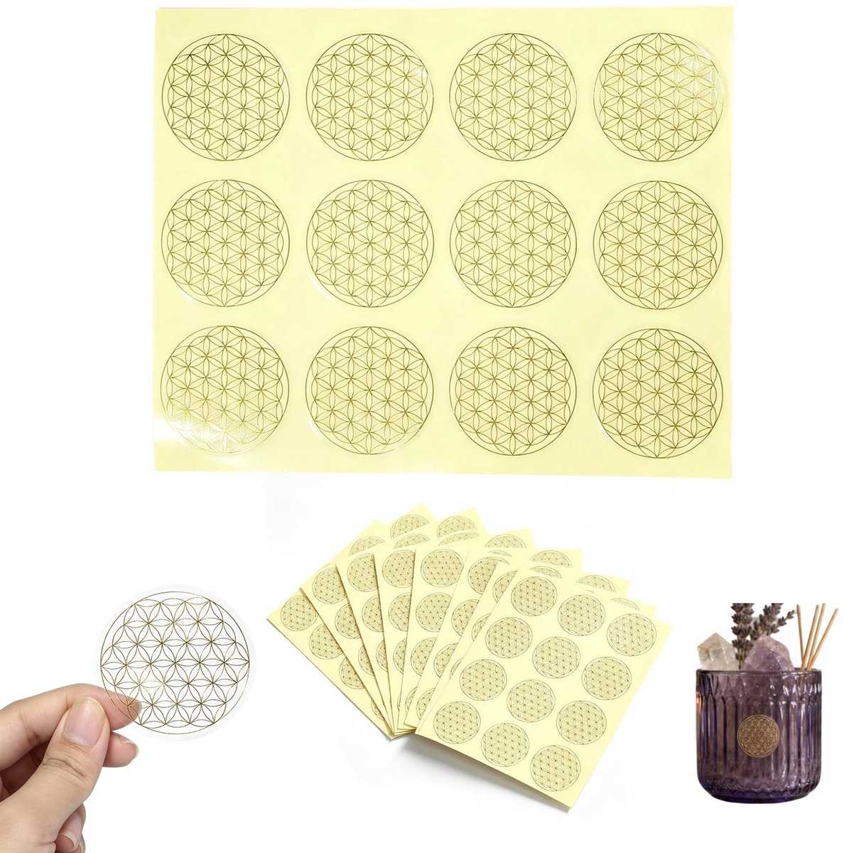 Bloemenstickers Set van 120 - Gouden Levensbloem
