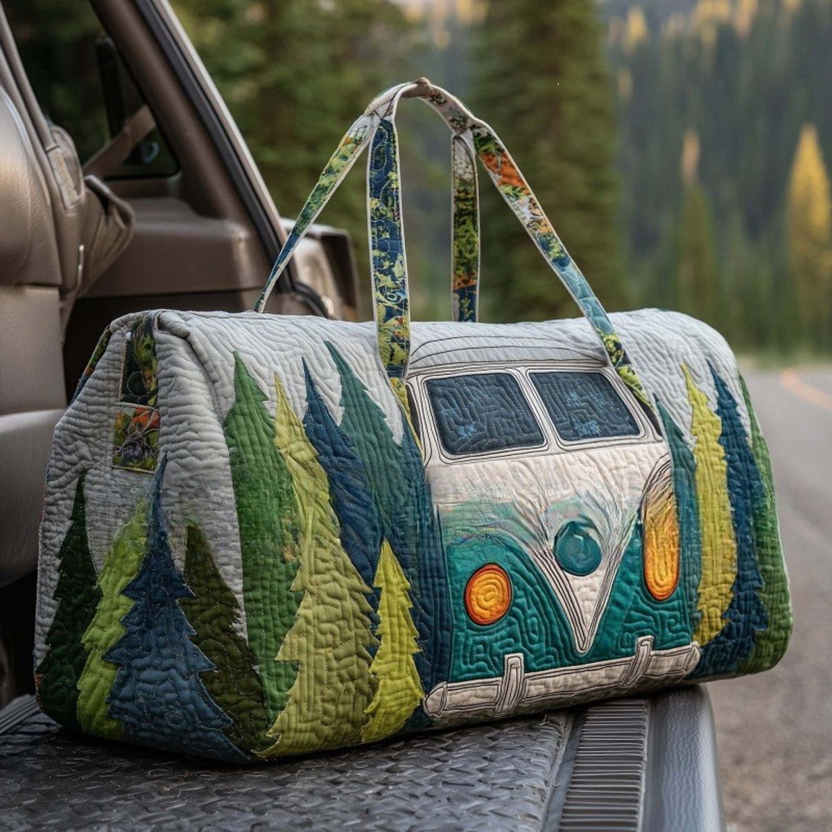 Textielen tas, retro bloemenprint in 3D-stijl, boho-stijl voor reizen en sport, meerkleurig, groot (18 x 9 x 9 inch)，119 modellen