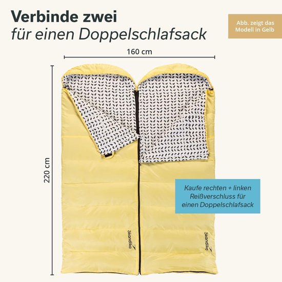 Deken slaapzak voor volwassenen, 220 x 80 cm, 3 seizoenen met katoenen voering — afbeelding 4