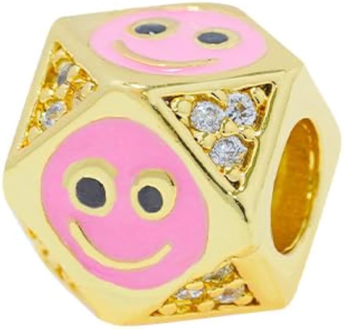 kwaliteit Cubic Zirkonia geplaveide kralen voor sieraden maken, Smile Face kralen voor kettingen Armbanden Fabricage 7.5 * 7.5mm pink