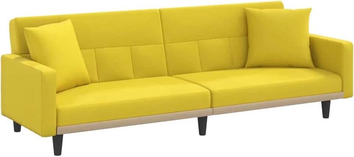 Slaapbank met kussen, lichtgele stof, woonkamerbank, kantoorbank, slaapbank, loungebank voor woonkamer, slaapkamer, logeerkamer