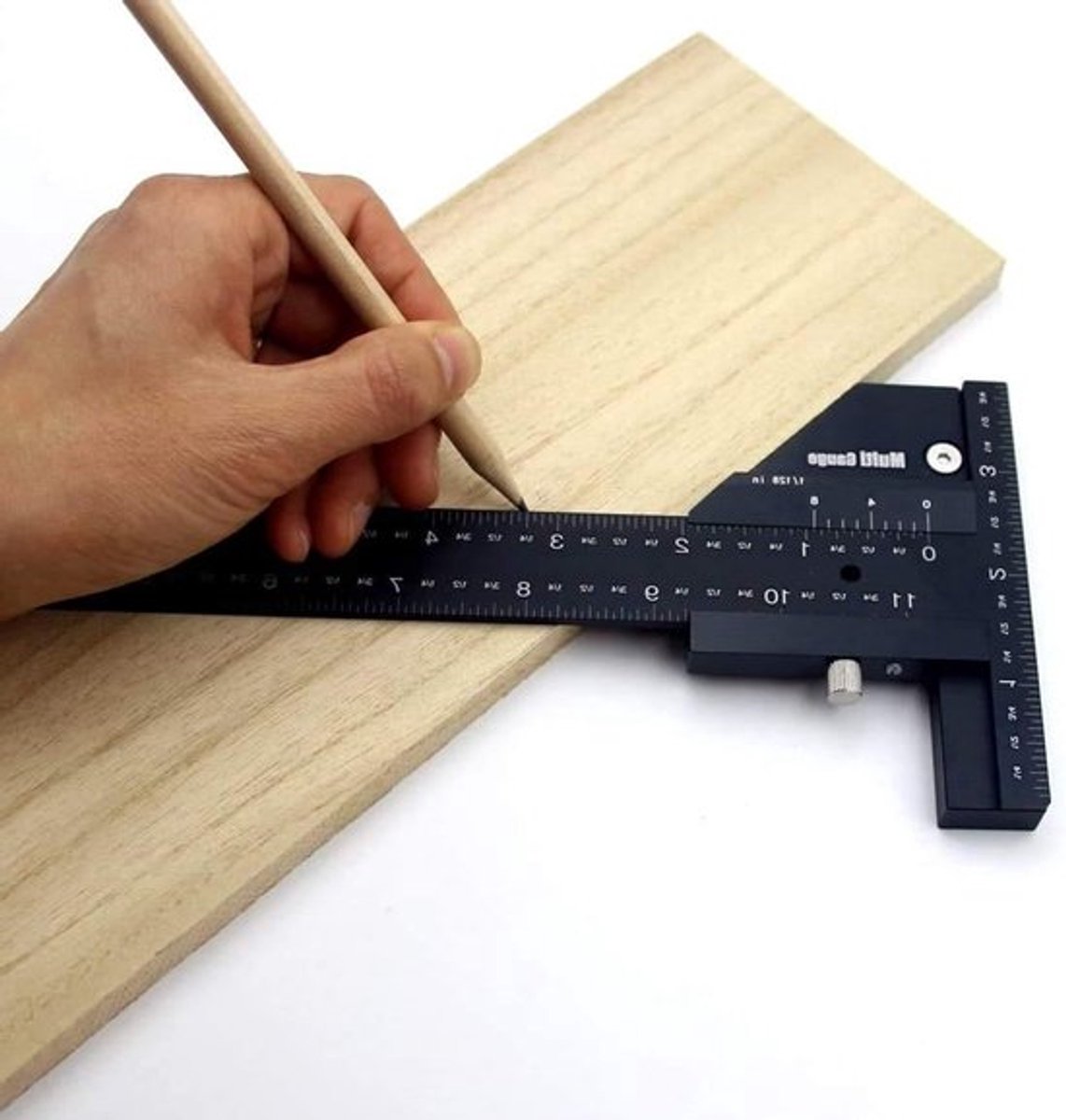 Houten en Aluminium Meetlat van 28 cm met Ingebouwd Vergrendelmechanisme voor Houtbewerking en Timmerwerk