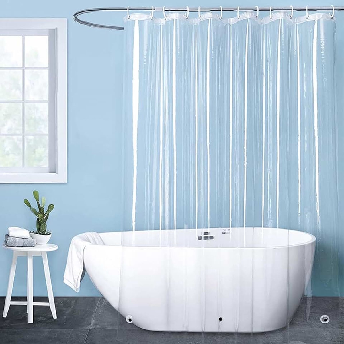 Douchegordijnen voor badkamer douchegordijnvoeringen schimmelbestendig, 180 x 180 cm zwaar belastbare transparante badgordijnen waterdicht wasbaar voor badkamer hotel