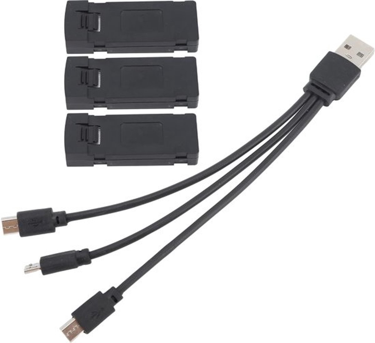 - Li-ion Drone Batterij - Oplaadbare accu - 3-in-1 Oplaadkabel - 3PCS 2600mAh - Drone accessoires - Voor KY603 KY605 K7 - Geschikt voor drones