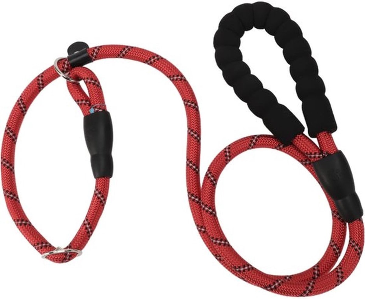 - Nylon Hondenriem - Reflecterende Hondenriem - Comfortabel Schuim Handvat - Rood - Hondenriem 130cm - Veiligheid - Geschikt voor Wandeling...