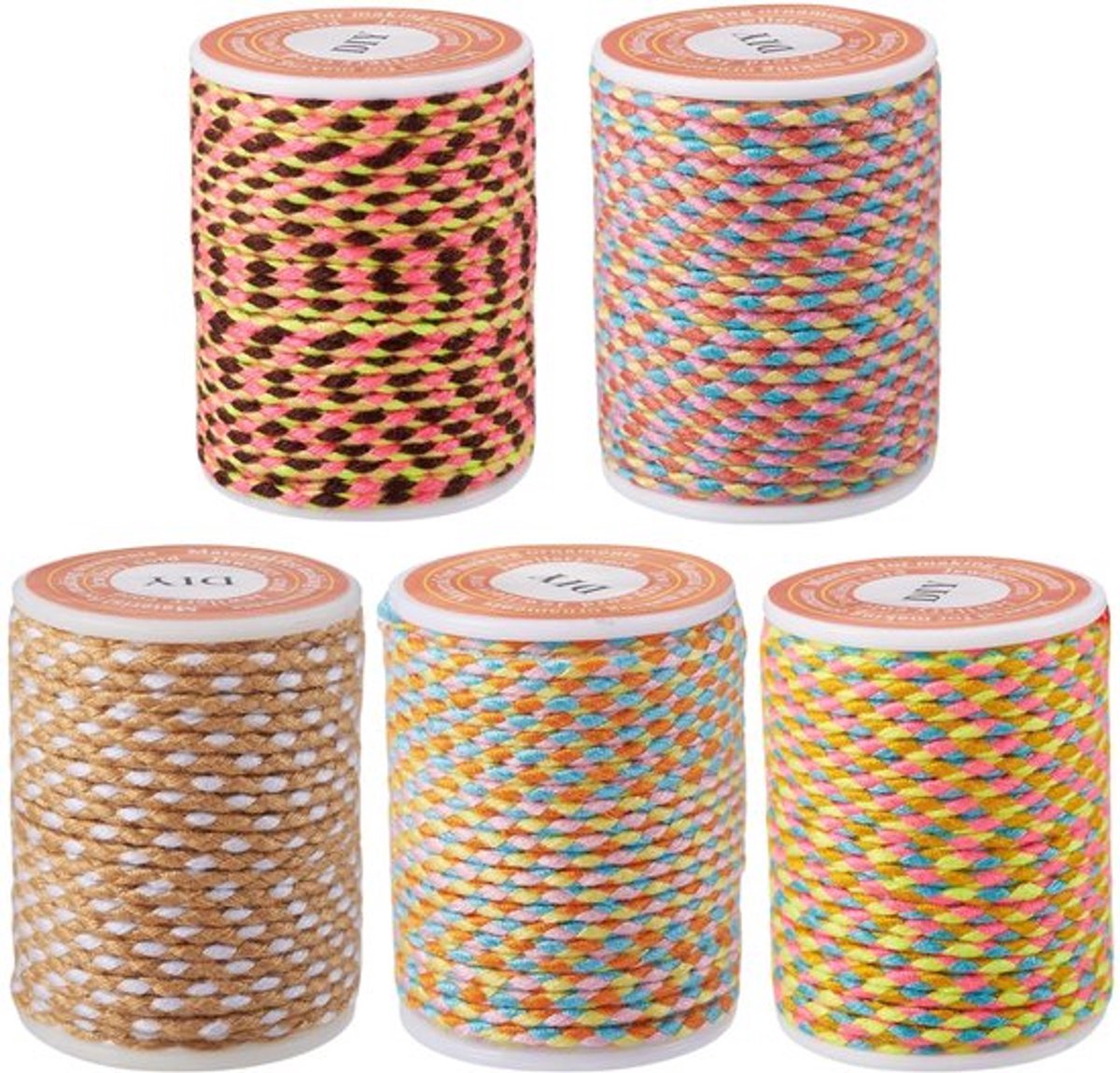 - Macramé Touw - 20m Polycotton Koorden - 4-Laags Gevlochten - Geel - Voor DIY Sieraden en Decoratie - Perfect voor Creatieve Projecten
