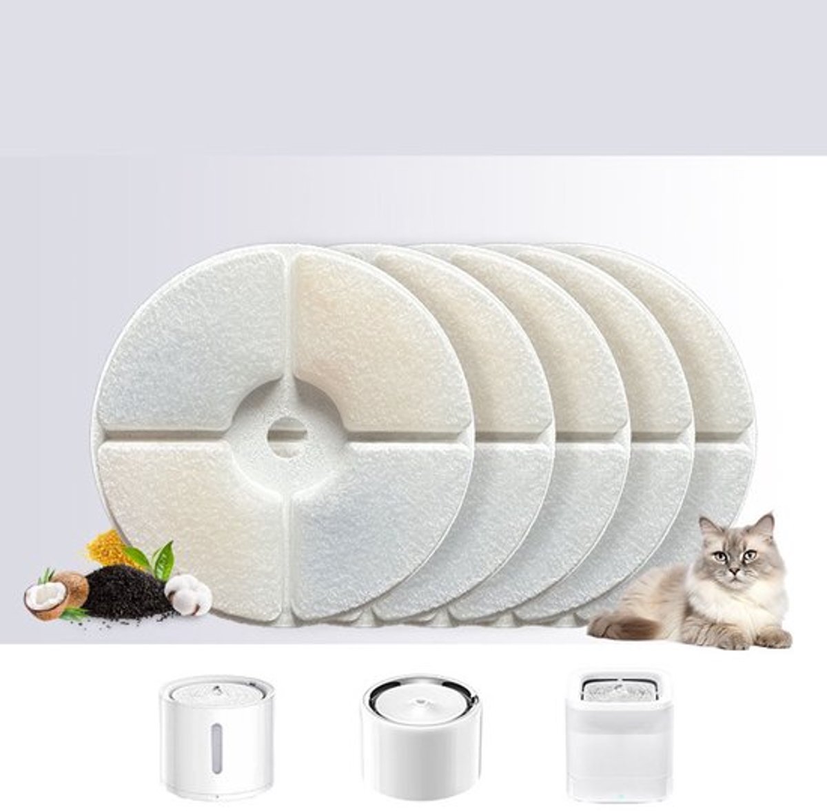 10 stuks huisdier kat hond dispenser filter kokosnoot schelp actieve houtskool hars filter katoen ronde filter