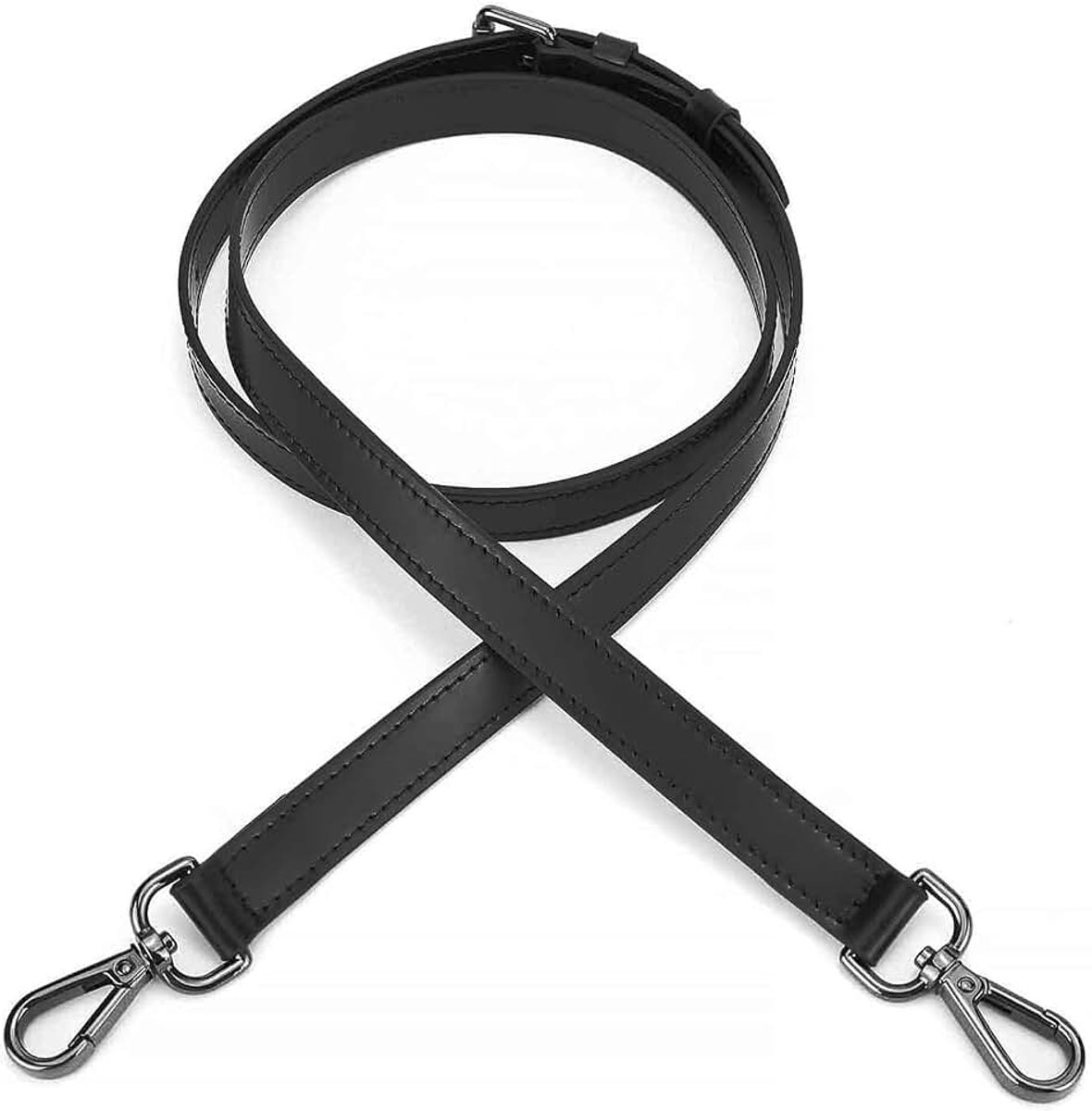 Schouderband van kalfsleer, voor Small Speedy, Neverfull, Nano, verstelbare schouderband, voor creatieve projecten (zwart, 2s, 1,8 cm breed, zwarte haken)