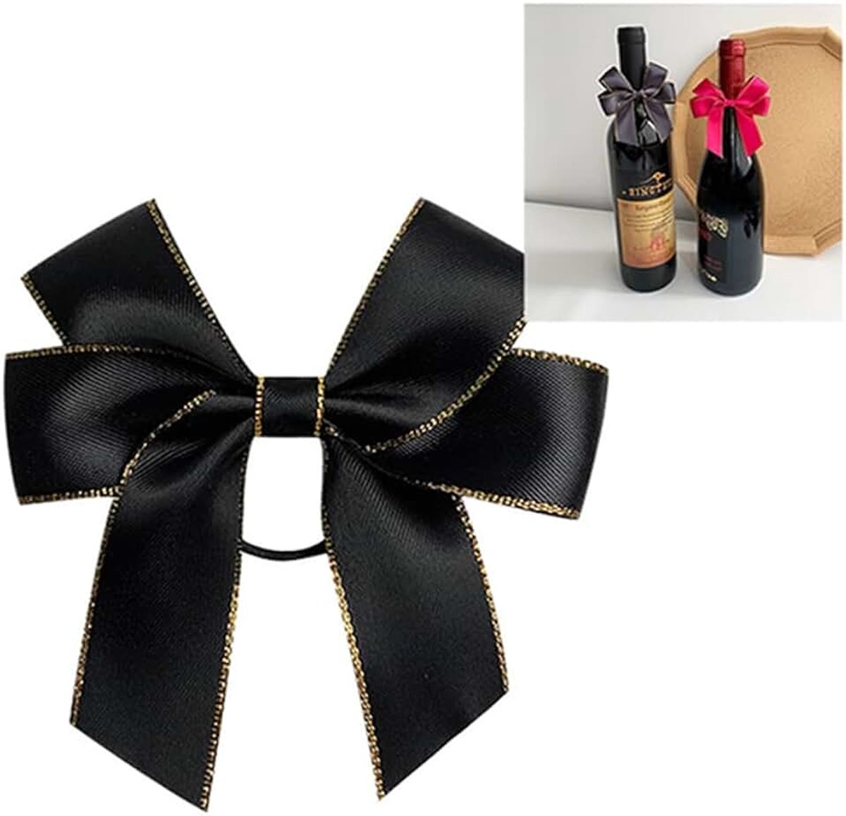 Wijnflessen, decoratie, kleine strikken, wijnstrikken met elastiek, 8 cm, satijn, cadeau, strikken, decoratie, hanger, strikken, kant-en-klare strik, decoratieve strik, vlinderdas,