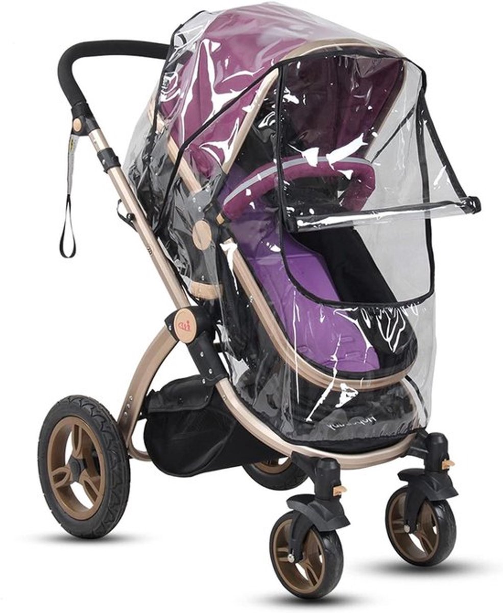 Universele Opvouwbare Regenhoes voor Kinderwagen - Waterdicht - PVC - Transparant - Windscherm - Ritssluiting - Raamdesign - Kinderwagen Accessoires
