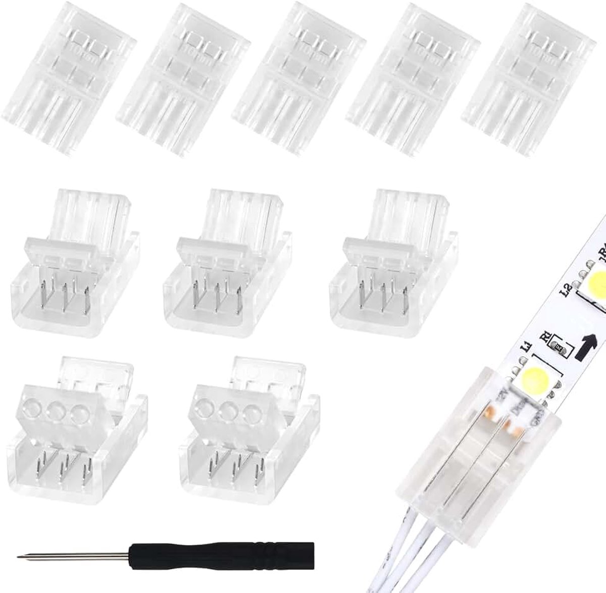 10 stks 3 Pin LED Strip Connector voor 10mm Waterdicht en Niet-waterdicht WS2811 WS2812B LED Strip Licht