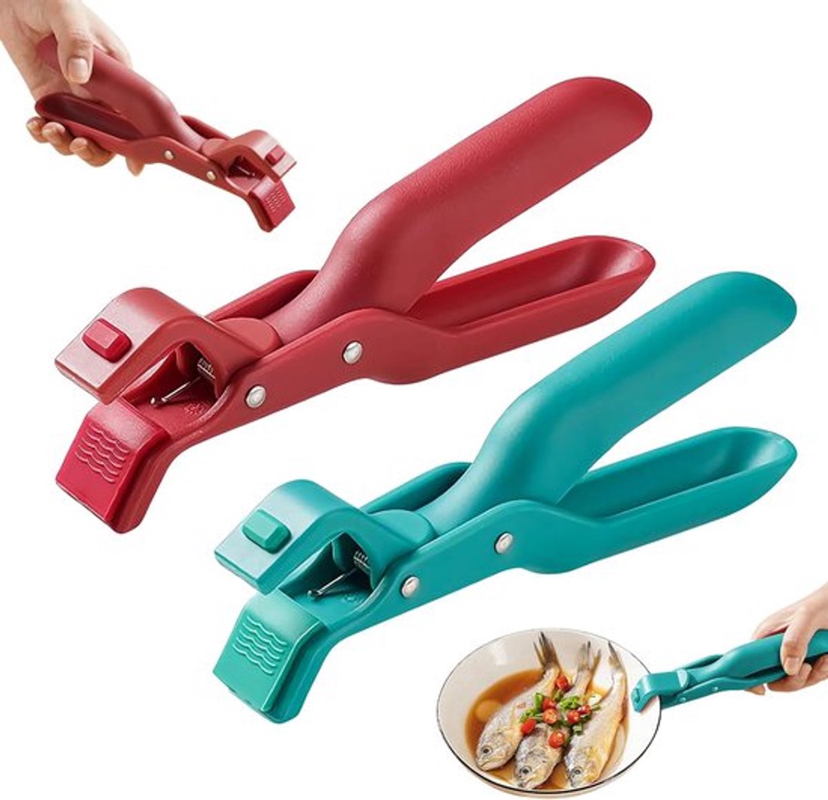 Multifunctionele anti-verbrandingsklemmen voor kommen, set van 2 multifunctionele klemmen voor hete schalen, antislip en anti-verbrandingsklemmen van siliconen voor in de keuken, ideaal om mee te koken.