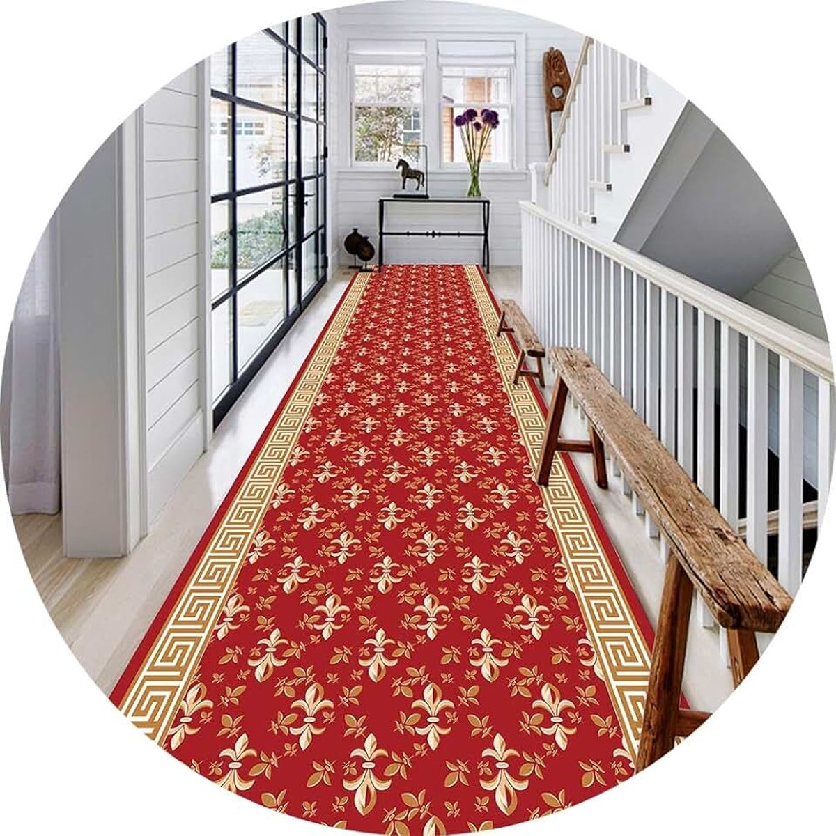 Lange loper tapijten voor hal gebied tapijten gang tapijt 3D eenvoudige rode bloemen lange tapijt antislip ingang wasbaar, maat aanpasbaar